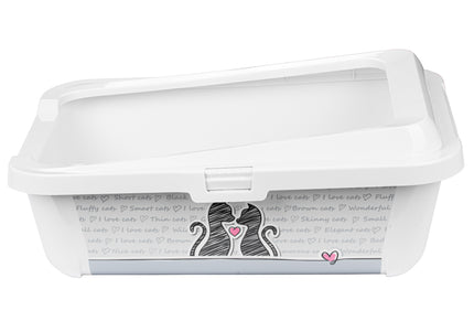 Record Con Amore Cat Litter Box – Tall Open Design with Frame and Decorative Graphics
