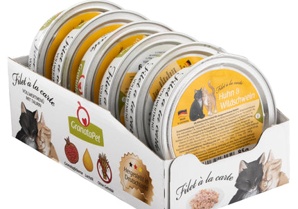 GranataPet Filet à la Carte Chicken and Wild Boar – Juicy Wet Cat Food Fillets, 6x85g