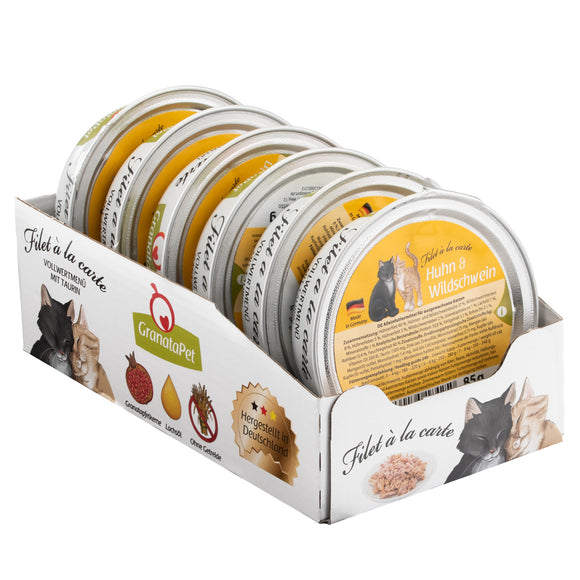 GranataPet Filet à la Carte Chicken and Wild Boar – Juicy Wet Cat Food Fillets, 6x85g