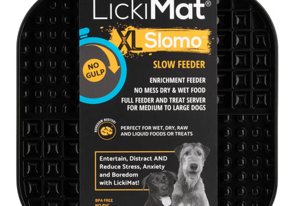 LickiMat Slomo XL Black Licking Mat – Hard Textured Design, Engaging Slow Feeder for Medium and Large Breeds