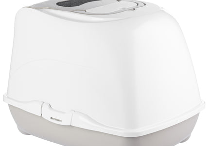 Record Home Cat Litter Box M – Enclosed Design with Extra Lid Opening, Odor Control