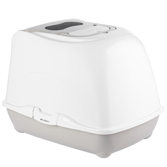 Record Home Cat Litter Box M – Enclosed Design with Extra Lid Opening, Odor Control