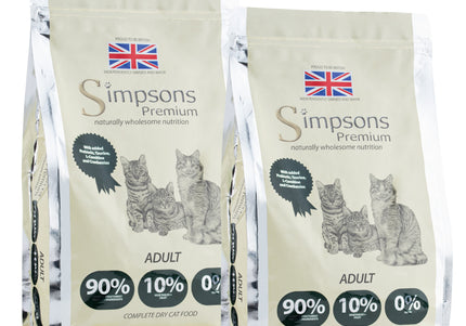 Simpsons Premium Cat Adult 90/10 Mixed Meat and Fish Dry Food – Poultry and Fish Blend, 2 x 6kg