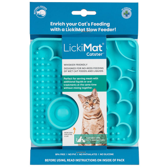 LickiMat Catser Slow-Down Cat Eating Mat with Built-in Bowl, Non-Slip Orange Design