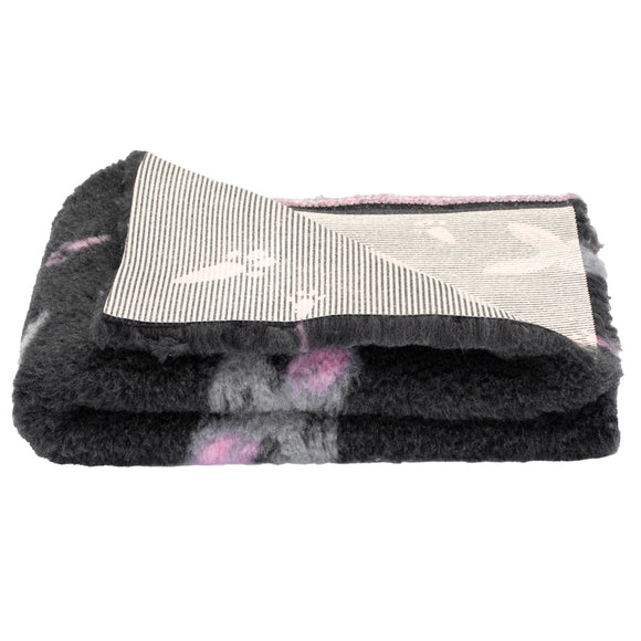 Blovi DryBed A+ Graphite Bunny Print – Anti-Slip Grooming Bed, 150x100cm, Soft and Durable