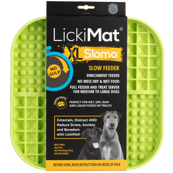 LickiMat Slomo XL Black Licking Mat – Hard Textured Design, Engaging Slow Feeder for Medium and Large Breeds