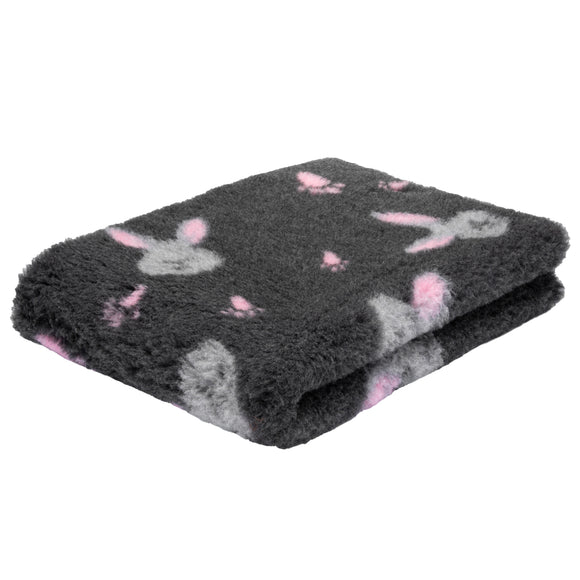 Blovi DryBed A+ Graphite Bunny Print – Anti-Slip Grooming Bed, 150x100cm, Soft and Durable