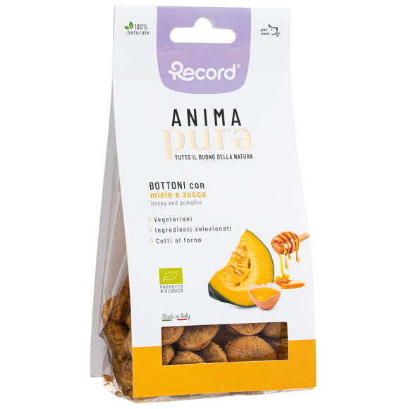 Record Anima Pura Vegetarian Dog Treats 100g – Vegan Recipe with Pumpkin, Honey, Eggs
