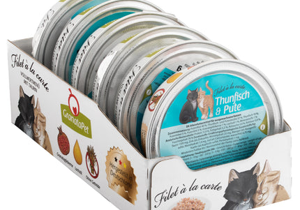 GranataPet Filet à la Carte Tuna and Turkey – Wet Cat Food Fillets in Natural Juices, 6x85g