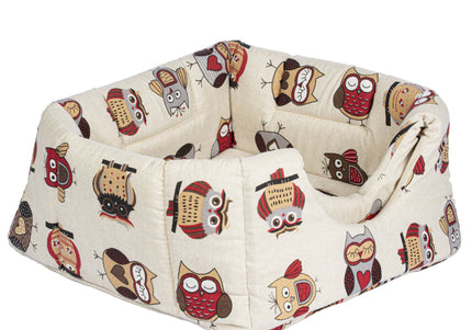 Record Gufetto Igloo Pet Bed – Cozy Owl Pattern Hideaway, 43x43x40cm, No Cushion Included