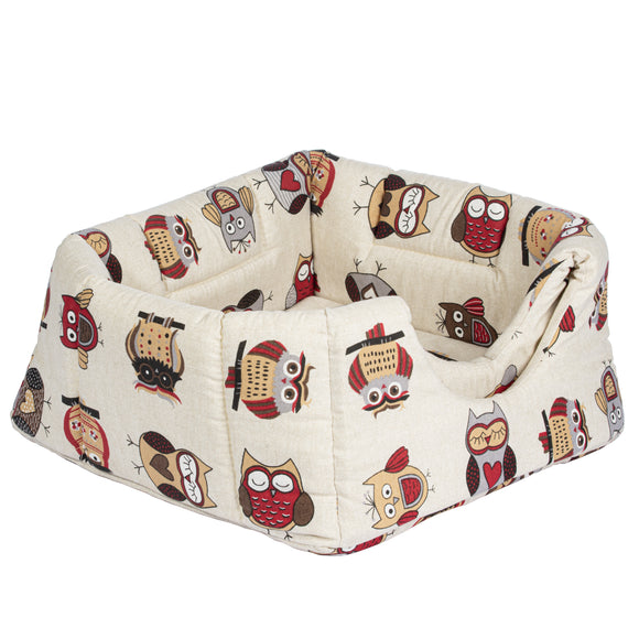 Record Gufetto Igloo Pet Bed – Cozy Owl Pattern Hideaway, 43x43x40cm, No Cushion Included