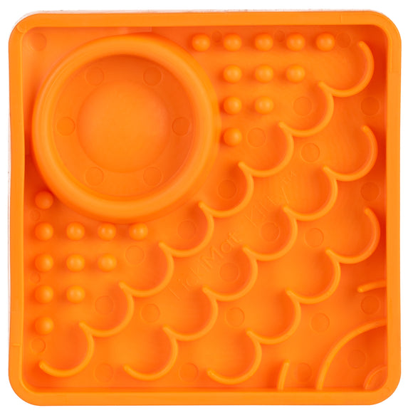 LickiMat Kitty Small Slow Feeder Mat with Built-in Bowl, Purple – Promotes Healthy Eating