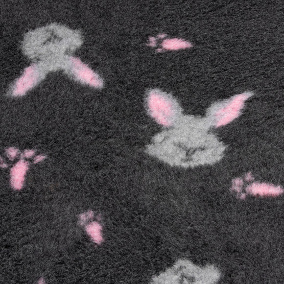 Blovi DryBed A+ Graphite Bunny Print – Anti-Slip Grooming Bed, 150x100cm, Soft and Durable