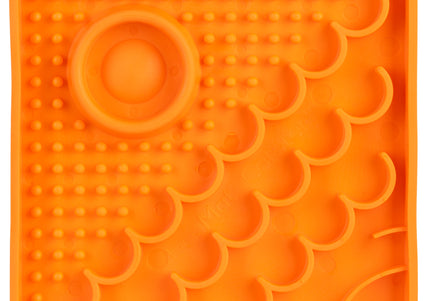 LickiMat Catser Slow-Down Cat Eating Mat with Built-in Bowl, Non-Slip Orange Design