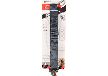 Flamingo Ruka Cushioned Dog Car Seat Belt – Medium Size, Adjustable, Gray