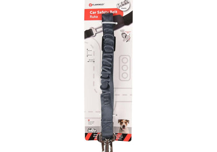 Flamingo Ruka Cushioned Dog Car Seat Belt – Medium Size, Adjustable, Gray