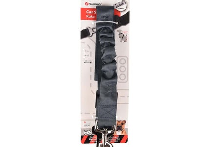 Flamingo Ruka Cushioned Dog Car Seat Belt – Medium Size, Adjustable, Gray
