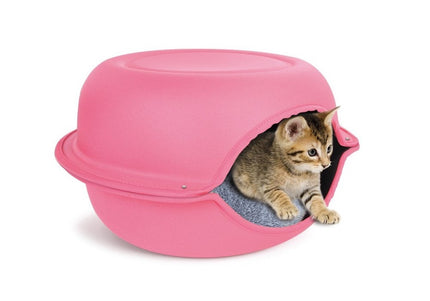 Record Macaron XXS Cat Bed – Cozy Pink Macaroon-Shaped Cushion, 44x44x25cm