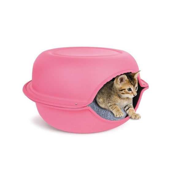 Record Macaron XXS Cat Bed – Cozy Pink Macaroon-Shaped Cushion, 44x44x25cm