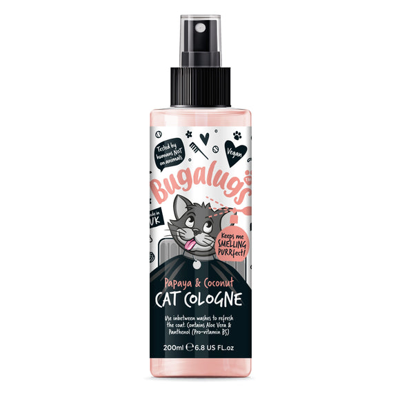 Bugalugs Papaya & Coconut Cat Cologne – Perfumed Refreshing Spray with Tropical Fruit Scent, 200ml