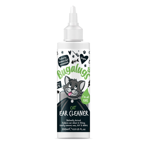 Bugalugs Cat Ear Cleaner 200ml – Gentle Liquid Formula, Soothes and Removes Wax Build-Up