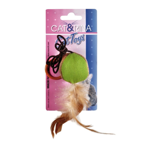 Cat&Rina Cotton Ball on String Cat Toy