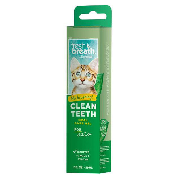 Tropiclean Fresh Breath Clean Teeth Gel – Cat Dental Formula, 59ml, Fast-Acting Oral Hygiene