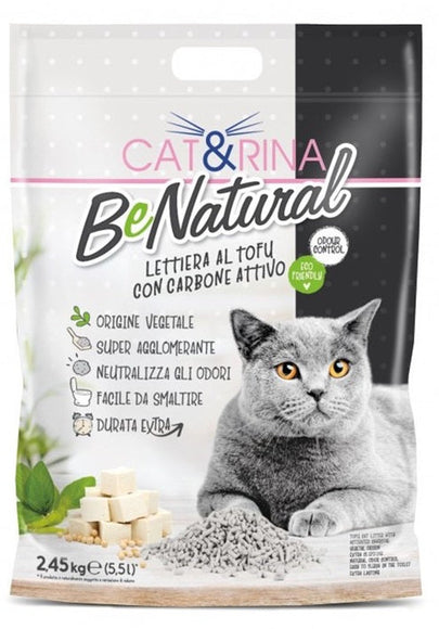 Cat&Rina BeNatural Tofu Litter – Plant-Based Formula with Activated Charcoal, Odor Neutralizing, 5.5L
