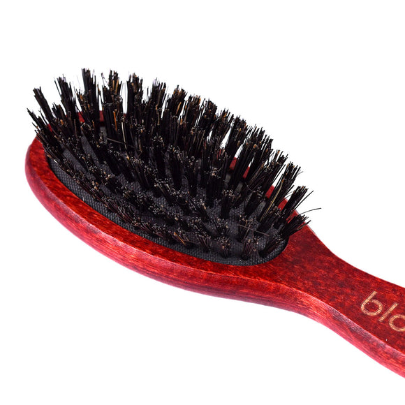 Blovi Red Wood Grooming Brush 17.5cm – Small Natural Bristle Tool for Short or Thin Coats