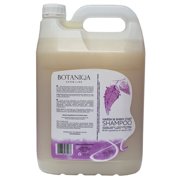 Botaniqa Show Line Harsh & Shiny Coat Shampoo – 4L, Enhances Texture and Shine for Coarse Hair