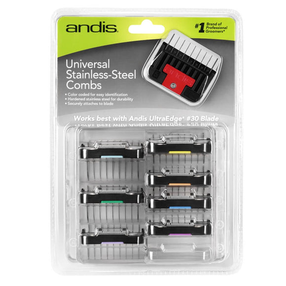 Andis Steel Animal Comb Set – 8 Professional Spacers with Durable Plastic Storage Case