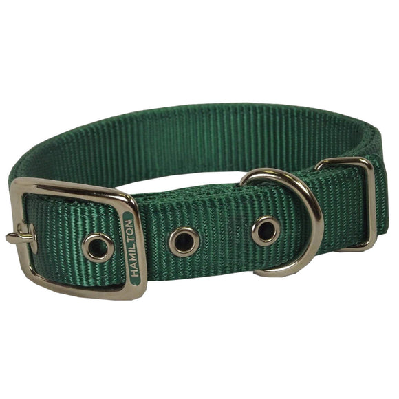 Hamilton Double Thick Dog Collar – Strong Nylon, 25mm Wide, Green, 65cm Length