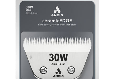 Andis Ceramic EDGE 30W XFine Wide Blade – Chrome-Plated Steel, 0.5mm, Durable Ceramic Edge