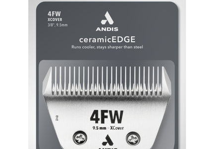 Andis Ceramic EDGE 4FW XCover Wide Blade – Chrome-Plated Steel, 9.5mm Ceramic Edge