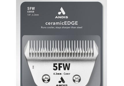 Andis Ceramic EDGE 5FW Wide Blade – Chrome-Plated Steel, 6.3mm, Durable Ceramic Edge