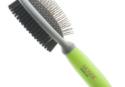 Moser 2in1 Double-Sided Grooming Brush – Metal Pins and Nylon Bristles, Versatile Design