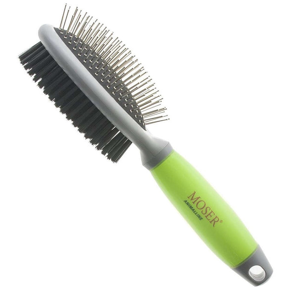 Moser 2in1 Double-Sided Grooming Brush – Metal Pins and Nylon Bristles, Versatile Design
