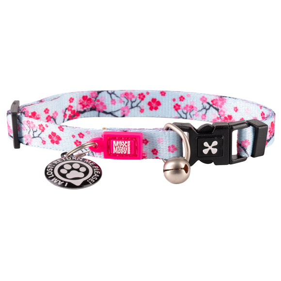 Max&Molly GOTCHA! Smart ID Cat Collar Cherry Bloom – Colorful Adjustable Collar with Smart Tag Technology