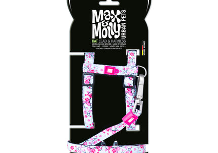 Max&Molly Cat Harness and Leash Set – Cherry Blossom Pattern, Adjustable, Comfortable Fit