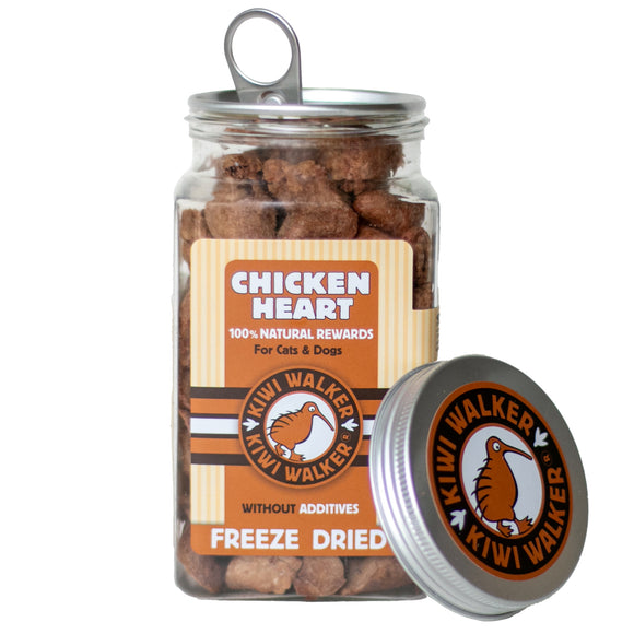 Kiwi Walker Chicken Heart Snacks 60g – 100% Freeze-Dried Natural Treats, Single Ingredient