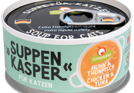 GranataPet Suppenkasper Cat Soup – Chicken and Tuna Recipe, Moisture-Rich, 70g Pouch