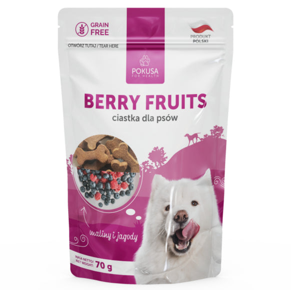 Pokusa Natural Berry Fruits Snacks 70g – Grain-Free Treats with Forest Fruit Blend