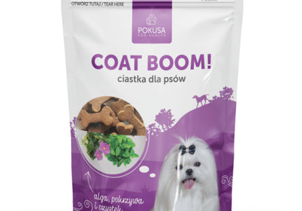 Pokusa Natural Coat Boom Vegetarian Treats 70g – Plant-Based Snack Enhancing Coat Shine