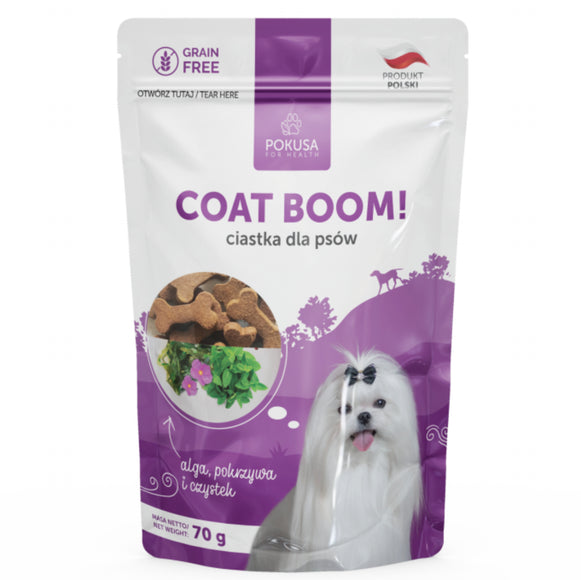 Pokusa Natural Coat Boom Vegetarian Treats 70g – Plant-Based Snack Enhancing Coat Shine