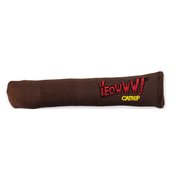 Yeowww! Cigar Cat Toy Brown 16cm – Organic Catnip-Filled Plush, Durable Fun Design