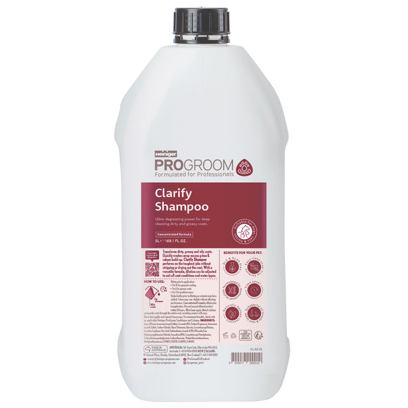 ProGroom Clarify Shampoo 5L – Deep Cleansing Degreasing Formula, 1:10 Concentrate