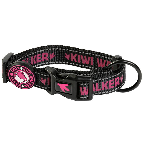Kiwi Walker Pink Dog Collar – Large Size with Safety Lock, Durable Design