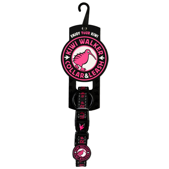Kiwi Walker Pink Dog Collar – Large Size with Safety Lock, Durable Design
