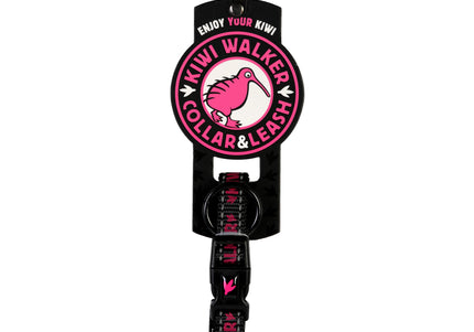 Kiwi Walker Pink Dog Collar – Large Size with Safety Lock, Durable Design