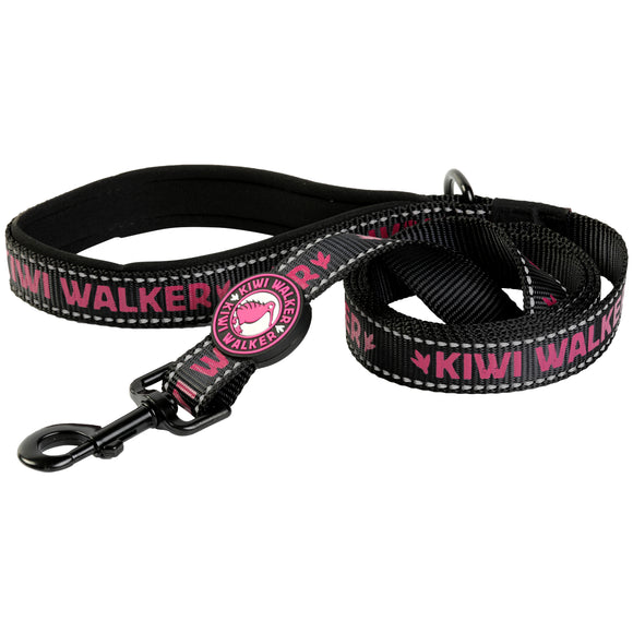 Kiwi Walker Pink Dog Leash 150cm – Durable Reflective Medium-Size Walking Lead